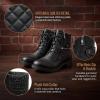 image:imageAllegra K Womens Laceup Ankle Boots Side Zipper Buckle Block Heel Combat BootsBlack