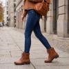 image:imageAllegra K Womens Laceup Ankle Boots Side Zipper Buckle Block Heel Combat BootsBrown
