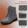 image:imageAllegra K Womens Laceup Ankle Boots Side Zipper Buckle Block Heel Combat BootsGrey