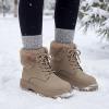 image:imageAllegra K Womens Laceup Ankle Boots Warm Block Heel Snow BootsKhaki