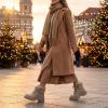 image:imageAllegra K Womens Laceup Ankle Boots Warm Block Heel Snow BootsKhaki