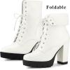 image:imageAllegra K Womens Platform Foldable Chunky Heels Lace Up Ankle BootsWhite