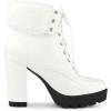 image:imageAllegra K Womens Platform Foldable Chunky Heels Lace Up Ankle BootsWhite