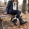 image:imageAllegra K Womens Side Zipper Ankle Boots Laceup Chunky Heels Combat BootsBlackfur Lining