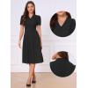 image:imageAllegra K Work Dresses for Women Midi Length Short Sleeve V Neck Button Decro ALine Business Casual DressBlack