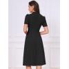 image:imageAllegra K Work Dresses for Women Midi Length Short Sleeve V Neck Button Decro ALine Business Casual DressBlack