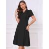 image:imageAllegra K Work Dresses for Women Midi Length Short Sleeve V Neck Button Decro ALine Business Casual DressBlack
