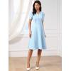 image:imageAllegra K Work Dresses for Women Midi Length Short Sleeve V Neck Button Decro ALine Business Casual DressSky Blue