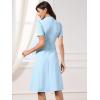 image:imageAllegra K Work Dresses for Women Midi Length Short Sleeve V Neck Button Decro ALine Business Casual DressSky Blue