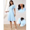 image:imageAllegra K Work Dresses for Women Midi Length Short Sleeve V Neck Button Decro ALine Business Casual DressSky Blue