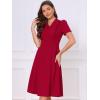 image:imageAllegra K Work Dresses for Women Midi Length Short Sleeve V Neck Button Decro ALine Business Casual DressWine Red