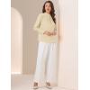 image:imageAllegra K Work Tops for Women Stand Collar Long Sleeve Ruched 2026 Trendy Blouse Business Casual Office ShirtApricot