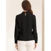 image:imageAllegra K Work Tops for Women Stand Collar Long Sleeve Ruched 2026 Trendy Blouse Business Casual Office ShirtBlack