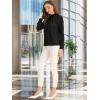 image:imageAllegra K Work Tops for Women Stand Collar Long Sleeve Ruched 2026 Trendy Blouse Business Casual Office ShirtBlack