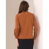 image:imageAllegra K Work Tops for Women Stand Collar Long Sleeve Ruched 2026 Trendy Blouse Business Casual Office ShirtCaramel