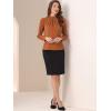 image:imageAllegra K Work Tops for Women Stand Collar Long Sleeve Ruched 2026 Trendy Blouse Business Casual Office ShirtCaramel