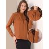 image:imageAllegra K Work Tops for Women Stand Collar Long Sleeve Ruched 2026 Trendy Blouse Business Casual Office ShirtCaramel