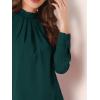image:imageAllegra K Work Tops for Women Stand Collar Long Sleeve Ruched 2026 Trendy Blouse Business Casual Office ShirtDark Green