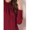image:imageAllegra K Work Tops for Women Stand Collar Long Sleeve Ruched 2026 Trendy Blouse Business Casual Office ShirtDark Red