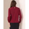 image:imageAllegra K Work Tops for Women Stand Collar Long Sleeve Ruched 2026 Trendy Blouse Business Casual Office ShirtDark Red