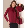 image:imageAllegra K Work Tops for Women Stand Collar Long Sleeve Ruched 2026 Trendy Blouse Business Casual Office ShirtDark Red