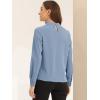image:imageAllegra K Work Tops for Women Stand Collar Long Sleeve Ruched 2026 Trendy Blouse Business Casual Office ShirtGrey Blue