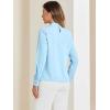 image:imageAllegra K Work Tops for Women Stand Collar Long Sleeve Ruched 2026 Trendy Blouse Business Casual Office ShirtLight Blue