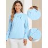 image:imageAllegra K Work Tops for Women Stand Collar Long Sleeve Ruched 2026 Trendy Blouse Business Casual Office ShirtLight Blue