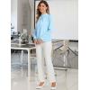 image:imageAllegra K Work Tops for Women Stand Collar Long Sleeve Ruched 2026 Trendy Blouse Business Casual Office ShirtLight Blue
