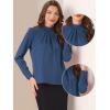 image:imageAllegra K Work Tops for Women Stand Collar Long Sleeve Ruched 2026 Trendy Blouse Business Casual Office ShirtNavy Blue