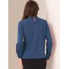 image:imageAllegra K Work Tops for Women Stand Collar Long Sleeve Ruched 2026 Trendy Blouse Business Casual Office ShirtNavy Blue