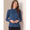 image:imageAllegra K Work Tops for Women Stand Collar Long Sleeve Ruched 2026 Trendy Blouse Business Casual Office ShirtNavy Blue