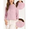 image:imageAllegra K Work Tops for Women Stand Collar Long Sleeve Ruched 2026 Trendy Blouse Business Casual Office ShirtPink