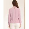 image:imageAllegra K Work Tops for Women Stand Collar Long Sleeve Ruched 2026 Trendy Blouse Business Casual Office ShirtPink