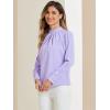 image:imageAllegra K Work Tops for Women Stand Collar Long Sleeve Ruched 2026 Trendy Blouse Business Casual Office ShirtPurple