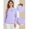 image:imageAllegra K Work Tops for Women Stand Collar Long Sleeve Ruched 2026 Trendy Blouse Business Casual Office ShirtPurple