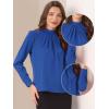 image:imageAllegra K Work Tops for Women Stand Collar Long Sleeve Ruched 2026 Trendy Blouse Business Casual Office ShirtRoyal Blue