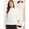image:imageAllegra K Work Tops for Women Stand Collar Long Sleeve Ruched 2026 Trendy Blouse Business Casual Office ShirtWhite