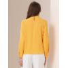 image:imageAllegra K Work Tops for Women Stand Collar Long Sleeve Ruched 2026 Trendy Blouse Business Casual Office ShirtYellow