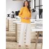 image:imageAllegra K Work Tops for Women Stand Collar Long Sleeve Ruched 2026 Trendy Blouse Business Casual Office ShirtYellow