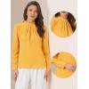image:imageAllegra K Work Tops for Women Stand Collar Long Sleeve Ruched 2026 Trendy Blouse Business Casual Office ShirtYellow