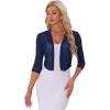 image:imageAllegra K Bolero Shrug for Womens Elegant 34 Sleeve Mesh Sheer Cardigan Formal Jacket for Evening DressesDark Blue