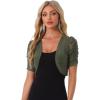 image:imageAllegra K Casual Short Sleeve Mesh Sheer Shrug for Women Open Front Cropped Cardigan BoleroArmy Green