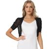 image:imageAllegra K Casual Short Sleeve Mesh Sheer Shrug for Women Open Front Cropped Cardigan BoleroBlack