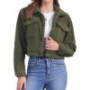 image:imageAllegra K Fuzzy Fleece Jacket for Womens Casual Faux Fur Button Winter Outerwear Short CoatArmy Green