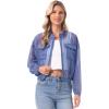 image:imageAllegra K Sheer Bomber Jacket for Womens Zip Up Long Sleeve See Through JacketsGrey Blue