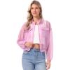 image:imageAllegra K Sheer Bomber Jacket for Womens Zip Up Long Sleeve See Through JacketsLight Purple