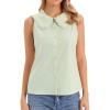 image:imageAllegra K Sleeveless Button Down Shirt for Women Peter Pan Collar Casual Tank Tops for Work Classic BlousesGreen