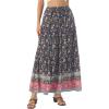 image:imageAllegra K Summer Boho Maxi Skirts for Women Floral Flowy Ruffle Tiered Long Skirts with PocketsDark Blue