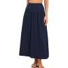 image:imageAllegra K Summer Flowy Long Skirts for Women 2026 Elastic High Waist Casual Maxi SkirtDark Blue